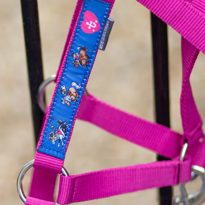 Hy Equestrian Thelwell Collection Race Headcollar and Leadrope - Cobalt Blue/Magenta-1